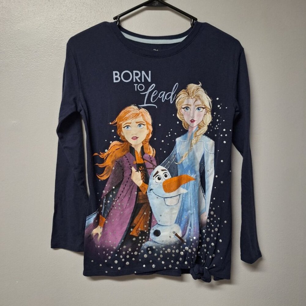 Disney Frozen‎ II Shirt Girls XL 14 16 Long Sleeve Blue Princess Anna Olaf Elsa